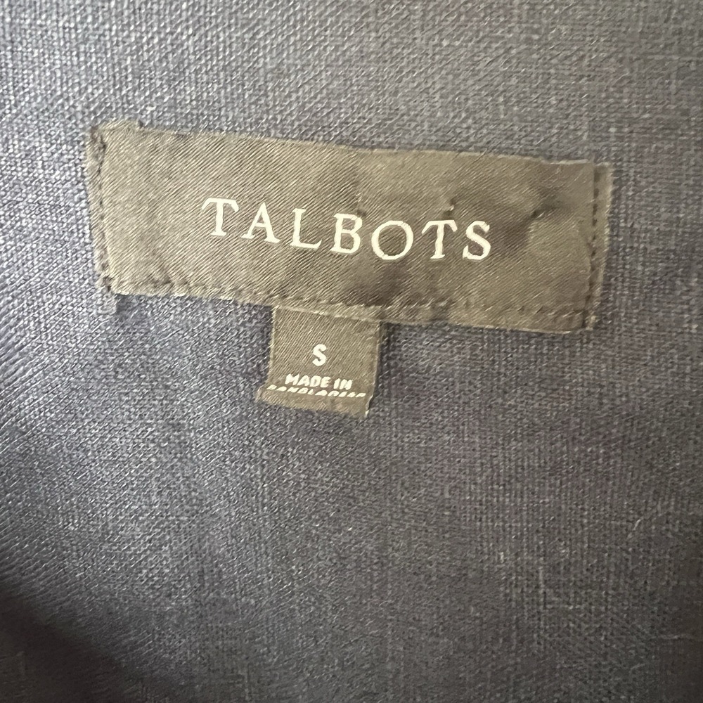 TALBOTS 100% Linen Jacket Womens SMALL Navy Button Front Utility Outdoor Casual - Picture 3 of 8